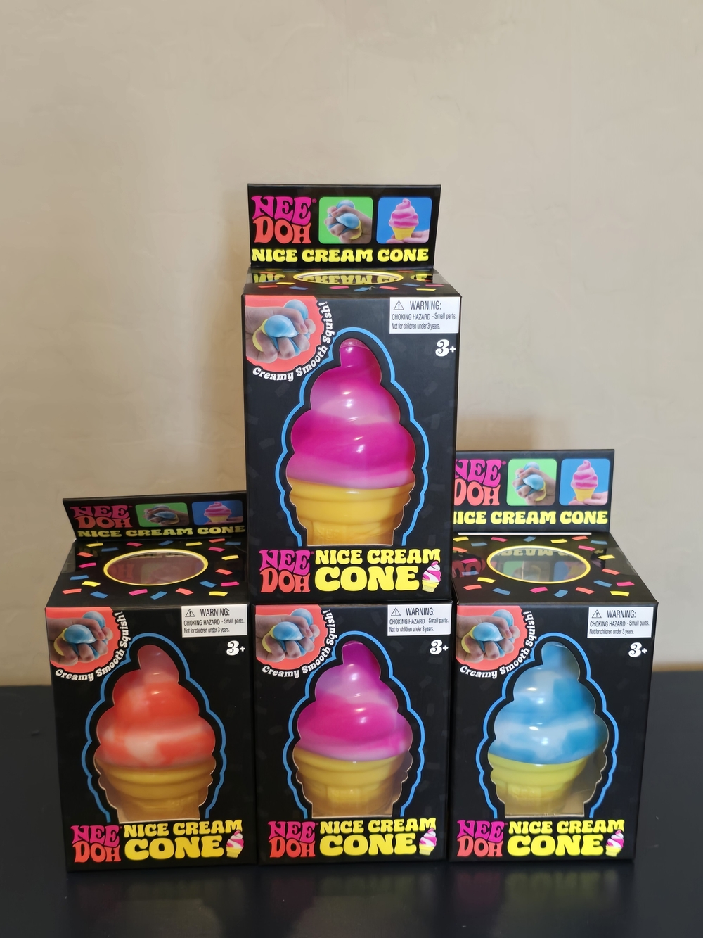 Authentic NeeDoh Nice Cream Cone - Pink, Orange & Blue -Listing Is For ONE